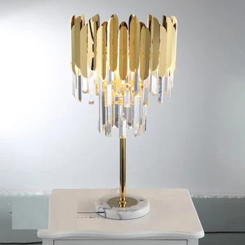 Design de luxo crystal tabela luzes modernas lâmpadas de tabela AC110V 220V ouro de cristal da lâmpada de cabeceira