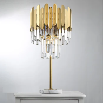 Design de luxo crystal tabela luzes modernas lâmpadas de tabela AC110V 220V ouro de cristal da lâmpada de cabeceira