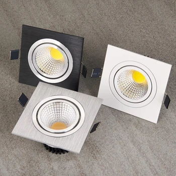Dimmable LED COB Refletor lâmpada do Teto AC 110V 220V 7W 9W 12W 15W 18W de Alumínio Downlights Recessed Quadrado de Painel do Diodo emissor de Luz