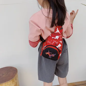 Dinossauro Bolsas de Lona coreano Mini Aluno Saco de meninos e Meninas de Peito de Sacos de Pequena e Simples Crossbody Bolsas Casuais Aba Saco de Ombro