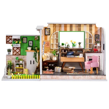 Diy Casa De Boneca Kit Mobiliário Minimalista Studio Montar O Modelo De Brinquedos Para As Crianças Pequena Casa De Madeira Em Miniatura Casa De Bonecas Para Adultos