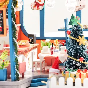 Diy casa de bonecas de Natal em miniatura de madeira Montar 3D Miniaturas casa de bonecas, kits de brinquedos Para Crianças de Presente de Aniversário casetta legno