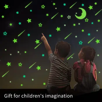 Dktie 3D luminosa adesivos de parede luminoso adesivos no escuro cor fluorescente adesivos de quarto de crianças teto da sala decoração