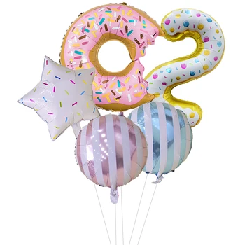 Donut Balão de Bebê, Festa de Aniversário, Decoração de 32polegadas Dount Número de Balão Inflável Balão de Aniversário de Bebê suprimentos Suprimentos