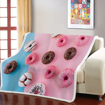Donuts de Chocolate 3D Impresso Colorido Comida Saborosa Cobertor Macio Cobertor de Bens Para a Casa E o Conforto de Manta de Piquenique de Viagem Cobertor