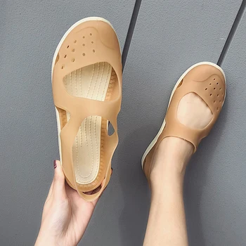 Dosreal Mulheres Sandálias Flat Casual 2020 Moda De Verão De Alta Qualidade Sandálias Femininas Sapatos De Praia Suave Respirável Mulheres Jelly Shoes