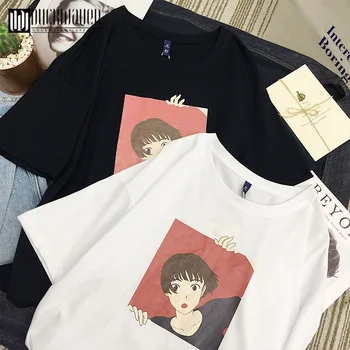 Duckwaver Mulheres de 90 Menina 3D Camiseta Impressa Doce S-neck Manga Curta Feminino T-shirts Casual Básico Superior Tees Camisetas Mujer