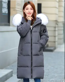 Dugujunyi 2019Women Casaco de Inverno grande de pele para Baixo do casaco Feminino Plus size 5XL 6XL 7XL Casacos Quentes com Capuz casacos de Inverno para Mulheres Longas Par