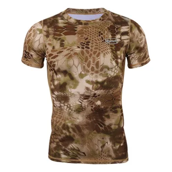 ESDY Caminhadas T-shirts Tática de Camuflagem Homens Respirável Exército Superior Caminhadas, Camping Camo Militar Curta Seca Rápido, Camisas esportivas