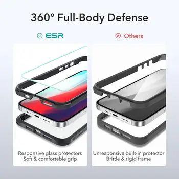 ESR Completo Pacote de Proteção para o iPhone 12 mini Pro Max Aliança Difíceis de Corpo Inteiro de Caso com o 2PCS de Vidro Temperado para o iPhone 12