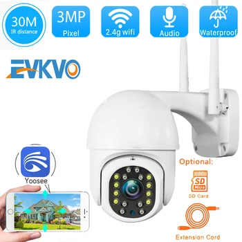 EVKVO 3MP Exterior, wi-Fi Câmera do IP de PTZ Zoom Digital de 4X wi-Fi Câmera ao ar livre Impermeável de Segurança CCTV Câmera de Vigilância Yoosee
