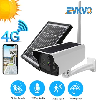 EVKVO 4G LTE, Câmera do IP SIM Bateria Solar sem Fio da Câmera PTZ HD 1080P Impermeável Exterior de 2MP de Segurança CCTV Câmera de Vigilância