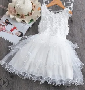 Emmababy Bebê Verão De Roupas De Criança Menina Doce Lace Vestido De Colete De Moda Malha De Fios De Costura Crianças Vestido Coreano Vestido De Princesa