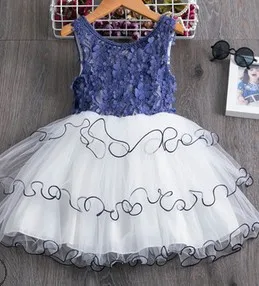 Emmababy Bebê Verão De Roupas De Criança Menina Doce Lace Vestido De Colete De Moda Malha De Fios De Costura Crianças Vestido Coreano Vestido De Princesa