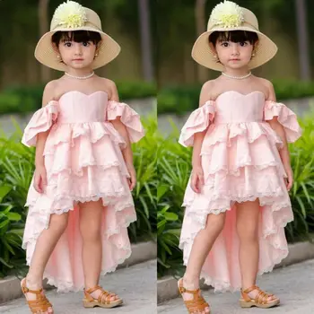 Emmababy Super em alta qualidade de Criança do Bebê de Verão Meninas Off Ombro Renda Partido Concurso Vestido de Sundress