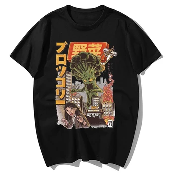 Engraçado Japonês Vegetal Monstro Imprimir T-Shirt dos Homens Japão Elemento Homens de T-shirt de Algodão de Alta Qualidade Harajuku Streetwear Tshirts