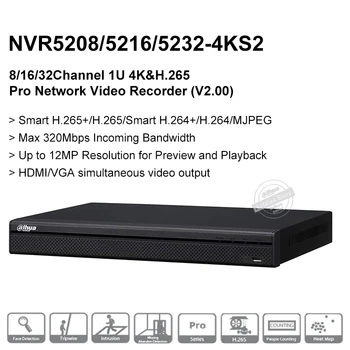 Envio EXPRESSO Dahua NVR5208-4KS2 NVR5216-4KS2 NVR5232-4KS2 16/32CH 1U 4K&H. 265 Pro Gravador de Vídeo da Rede de 12MP Full HD 2SATA