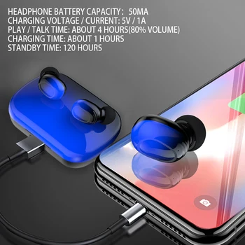 Erilles novo fone de ouvido bluetooth toque digital móvel do poder fone de ouvido bluetooth com LED de indicação de potência, eliminando a redução de ruído