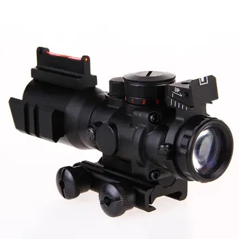 Escopo de Fibra Iluminado 4x32 Rifle Ótica Visão Vermelho Tático Tri Acog Prismáticos de caça riflescope reddot