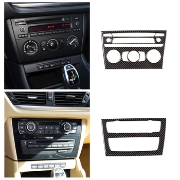 Estilo carro de Fibra de Carbono, Guarnição Para BMW X1 E84 2011-Interior Console de Condicionador de Ar de Volume Moldura da Decoração da Capa Adesivo