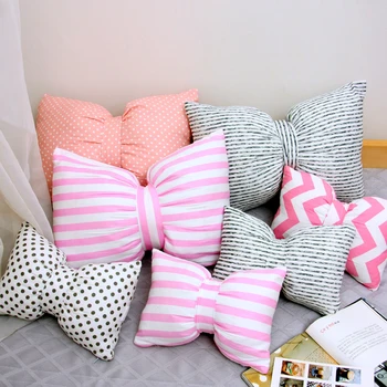 Estilo nórdico Bonito série cor-de-rosa bowknot jogar travesseiro almofada de sofá decorativo namorada de presente de aniversário da casa almofada travesseiro #/