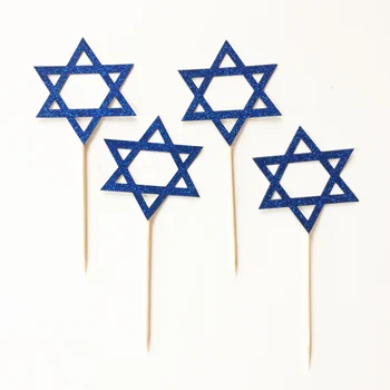 Estrela de Davi Toppers Cupcakes. Hanukkah Decorações. De Partido De Picaretas. Mazel Tov. Feriado Judaico Decoração