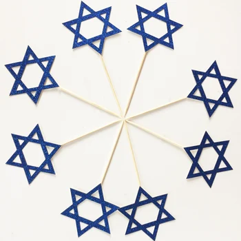 Estrela de Davi Toppers Cupcakes. Hanukkah Decorações. De Partido De Picaretas. Mazel Tov. Feriado Judaico Decoração