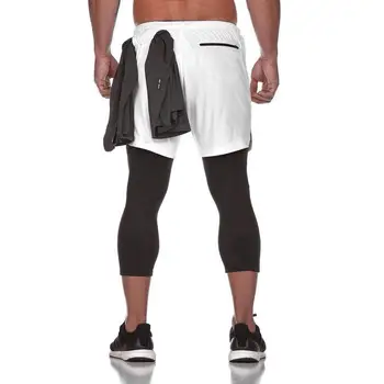 Executando Shorts Mens Calças e shorts 2 em 1 Dupla camada de Ginásio Sportswear calças Curtas Jogger Formação de Jogging Roupas