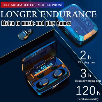 F9 Mini Bluetooth 5.0 Fone de 3500MAH Capacidade TWS Fones de ouvido LED Gêmeos Fones de ouvido IPX7 Impermeável 5D Fones de ouvido Estéreo