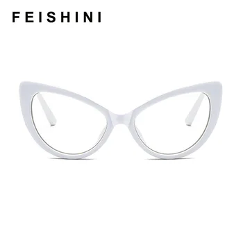 FEISHINI de Alta Qualidade Cateye Óculos de Armação de Mulheres do Vintage Celebridade Retrô PRETO Sexy de olhos de Gato de Olho óculos de Armação de Óculos Feminino