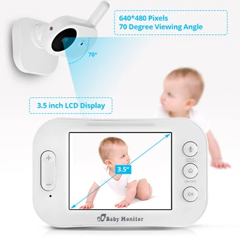 FUERS de 3,5 Polegadas LCD Portátil Cor sem Fio de Áudio e Vídeo do Monitor do Bebê de Câmera de Visão Noturna Duas Vias de Rádio de Detecção de Temperatura