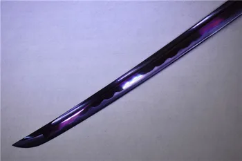 Feito à mão Espada Japonesa Katana Roxo com Alto teor de Carbono do Aço da Lâmina de Madeira Bainha HL
