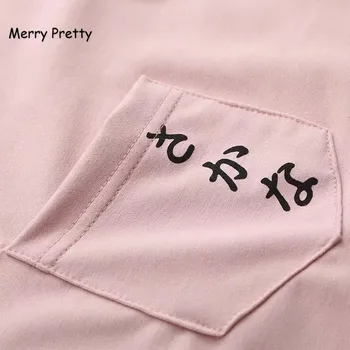 Feliz Bonita T-Shirt das Mulheres 2020 Manga Longa Harajuku Peixe Bolso Impressão de Camisetas divertidas Mulheres O-pescoço Camiseta de Algodão Fofo Tee Tops