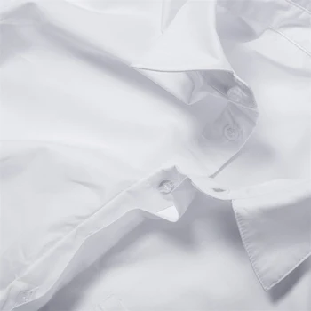 Flare Manga Senhora Do Escritório Blusa Branca Curta Camisa Virada Para Baixo De Gola Sexy Crop Top Camisa Feminina Streetwear Mulheres Superior 2020 Outono