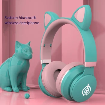 Fones de ouvido sem fio Frutas Coloridas de som hi-fi com o Gato de Ouvido Mic Tf-card, Bluetooth 5.0 Fone de ouvido Meninas gostam de linda Garota Presentes LED31