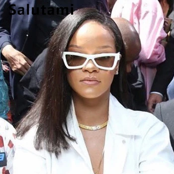 Forma Curva Óculos Estilo Olho De Gato Para As Mulheres Da Marca De Luxo Rihanna Estilo De Óculos De Sol Dos Homens Branco Preto Vintage Celebridades De Óculos De Oculos