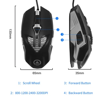 G4 com Fio Gaming Mouse USB Óptico de Ratos de Computador 800-1200-2400-3200 DPI 6 Botão de bloco de anotações do Office Mouse Para PC Portátil