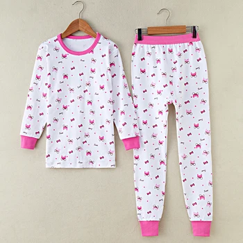 GB-Kcool Meninas de roupa interior Térmica de Outono Inverno de Algodão de Crianças Long John Definir O-Tops com Decote+Calça Casual ceroulas Crianças Pijamas Novos
