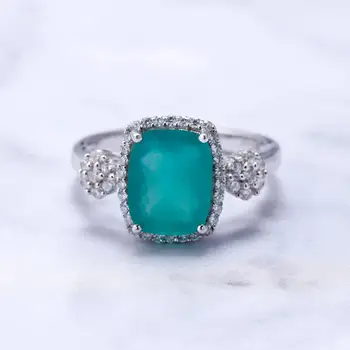 GEM de BALLET Verde Natural Ágata pedra preciosa Anéis de Prata 925 Clássico Anéis de Casamento Multa de Moda de Pedra de Jóias Para as Mulheres