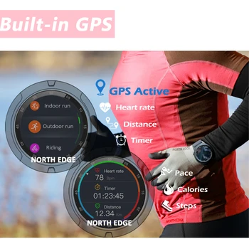 GPS Inteligente de relógios Mens Digital Relógio de frequência Cardíaca Altitude Barómetro Bússola Smartwatch Homens Executando o Sport Fitness Tracker BORDA NORTE