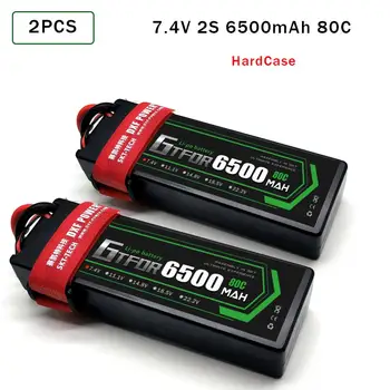 GTFDR 2PCS da Bateria lipo 2S 7.4 V 10000mah 60C /7.4 V 9300mAh 130C/7.4 V 6500mah 80C/7.4 V 7000mah 60C para carro rc 1/8 buggy 1/10 1/5