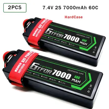 GTFDR 2PCS da Bateria lipo 2S 7.4 V 10000mah 60C /7.4 V 9300mAh 130C/7.4 V 6500mah 80C/7.4 V 7000mah 60C para carro rc 1/8 buggy 1/10 1/5