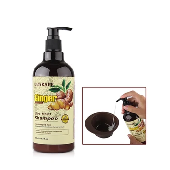 Gengibre Shampoo Hidratante Extrato de Ervas de Crescimento do Cabelo, Cuidados com Gengibre Shampoo para Cabelos Danificados 500ML