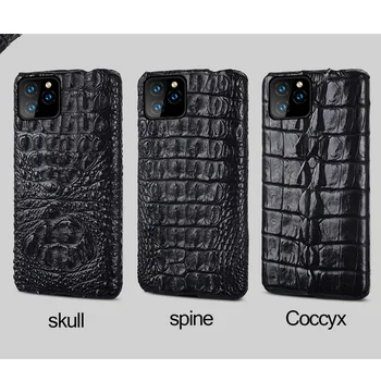 Genuíno Couro de Crocodilo Caso de Telefone Para o iphone 11 Pro Max XR X XS Max Luxo Marvel Capa Para o iphone 12 12 mini pro max