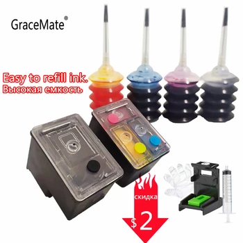GraceMate Cartucho de Tinta Recarregável de Substituição para Hp 131 135 Photosmart C3100 C3183 C3150 C3180 PSC1500 1510 1513 1600