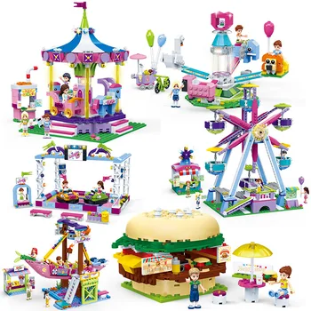 Gudi Novos Amigos Série De Parque De Diversões De Roda-Gigante Do Modelo De Construção De Blocos De Tijolos Playgame Meninas Princesa Brinquedos Para Crianças