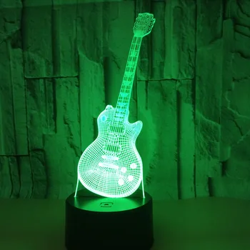 Guitarra Led 3d Nightlight 7 Toque de Controle Remoto 3d Lâmpada Visual Presente Criativo da Noite do Diodo emissor de Luz do Novelty de Led Usb 3d Luminárias