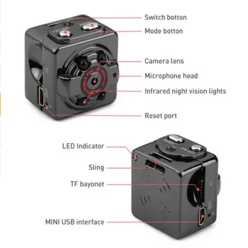 HD mini Carro Câmera de Visão Noturna Infravermelha filmar HD Lente de Câmera de Vigilância para Casa de Carro Câmera Built-in Bateria