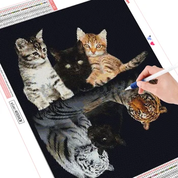 HUACAN Completo Broca de Diamante Pintura 5D Gato Bordado de Animais recém-Chegados Diamante Arte do Mosaico a Decoração Home