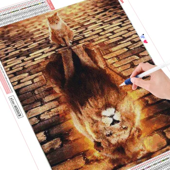 HUACAN Completo Broca de Diamante Pintura 5D Gato Bordado de Animais recém-Chegados Diamante Arte do Mosaico a Decoração Home